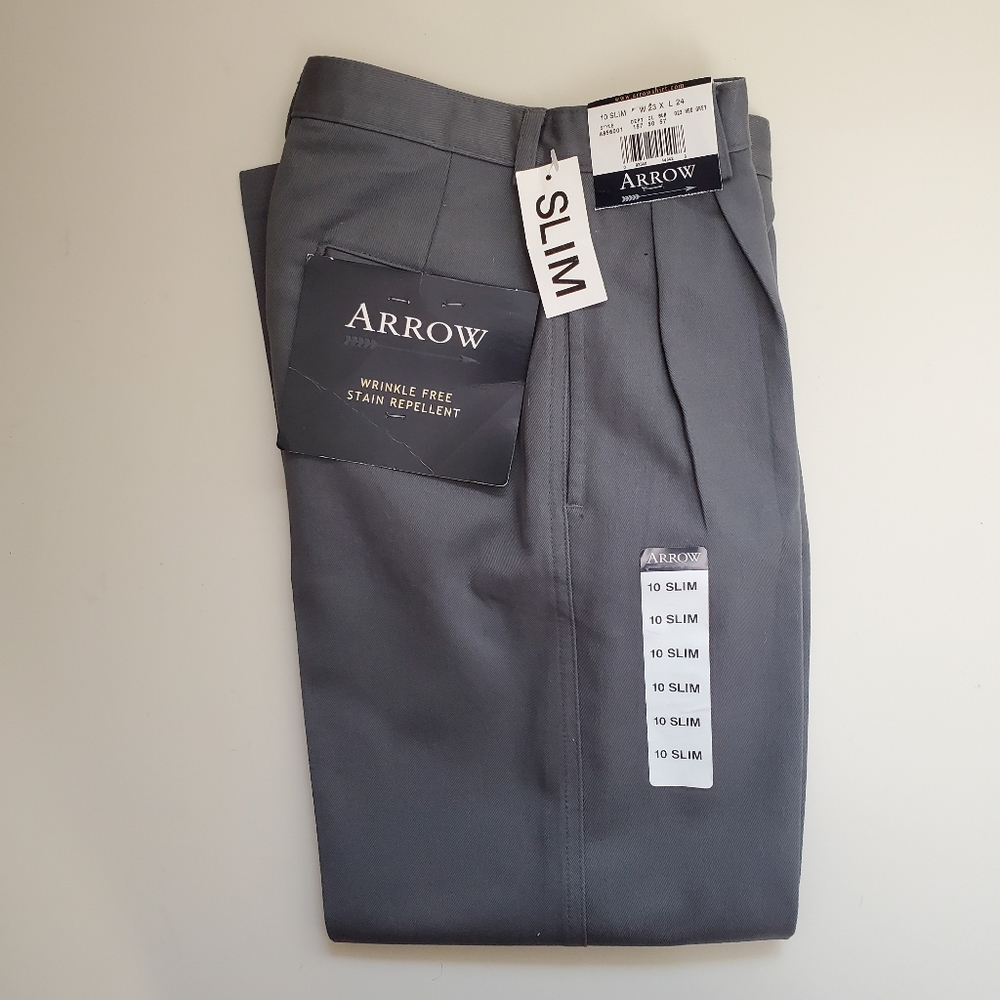 NEW Arrow Grey School Uniform | Dress Pants 23x24 Size 10